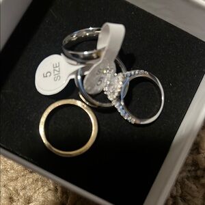 Elegant Silver and Gold Color Ring Set